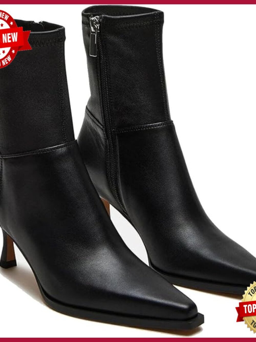 Ankle Boots Stiletto Heel Pointed Toe Side Zipper Dress Boots Elastic Fashion